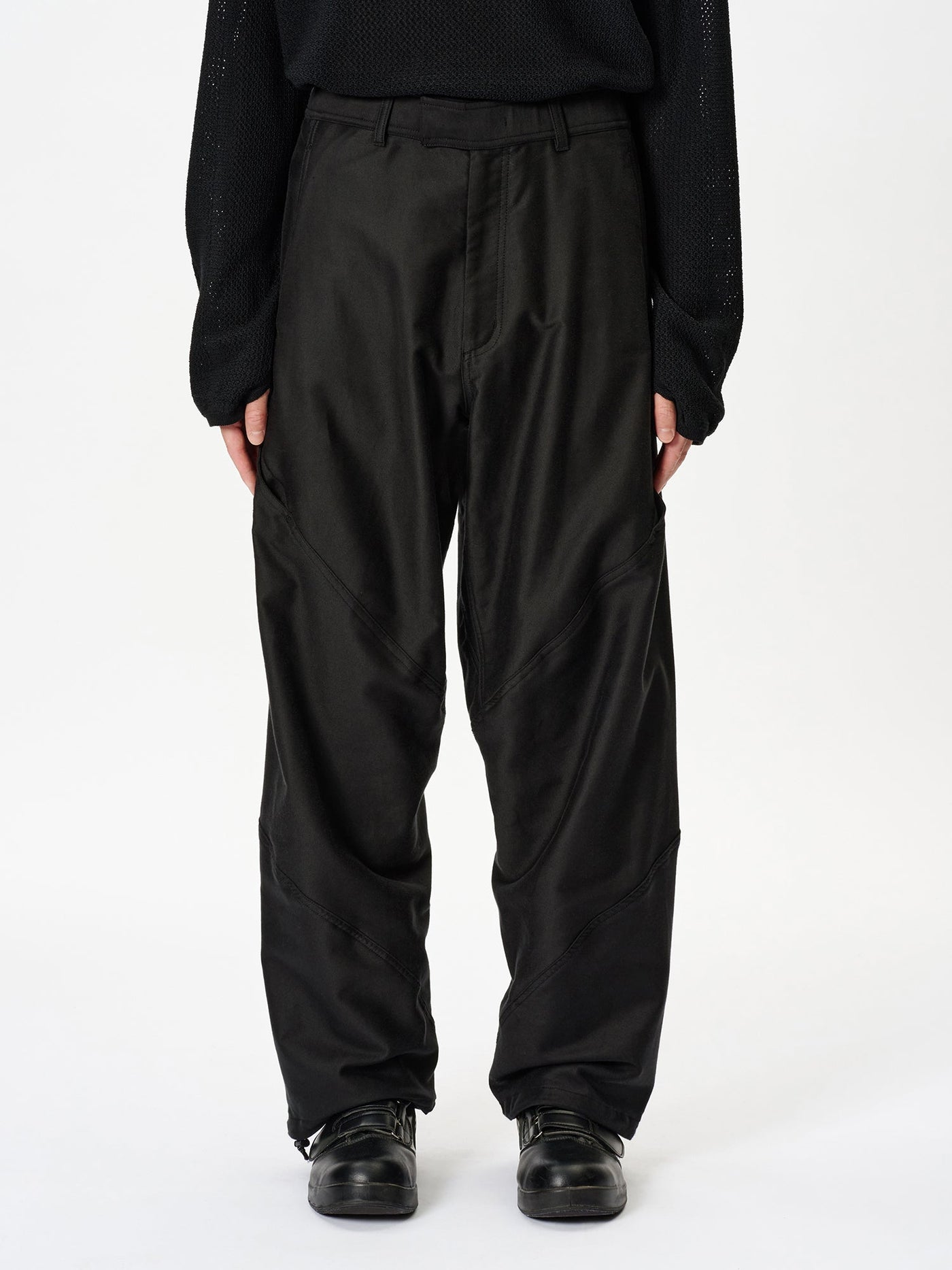 Cotton Silk Blend Helicoid Wide Pants