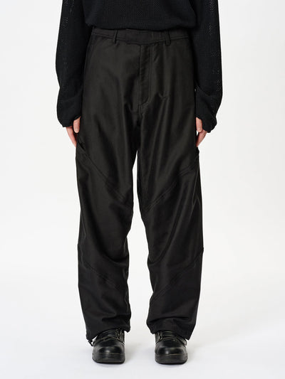 Cotton Silk Blend Helicoid Wide Pants