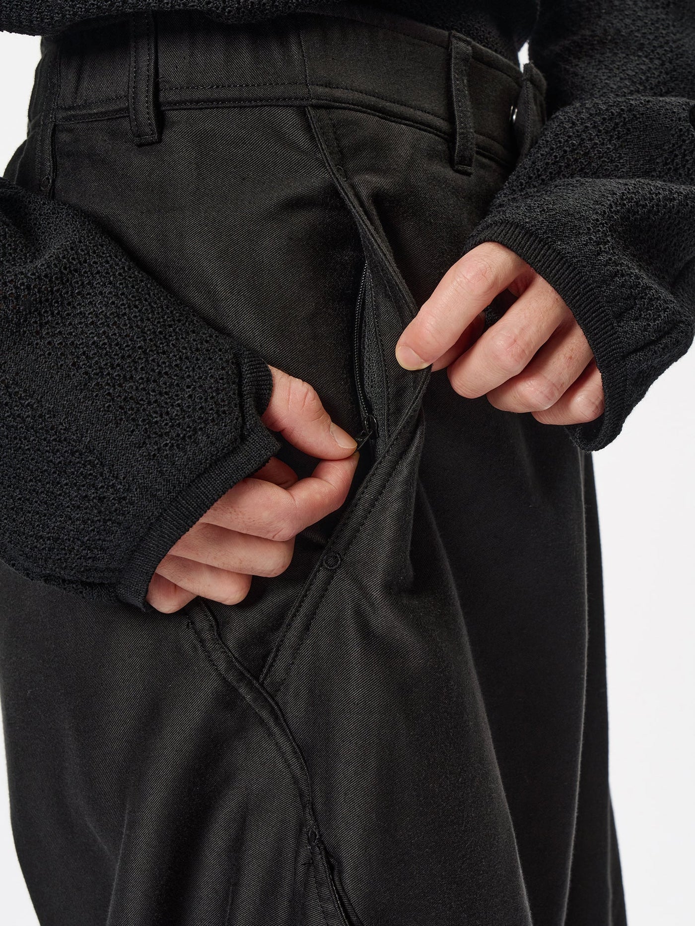 Cotton Silk Blend Helicoid Wide Pants