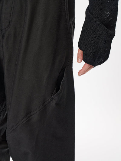 Cotton Silk Blend Helicoid Wide Pants