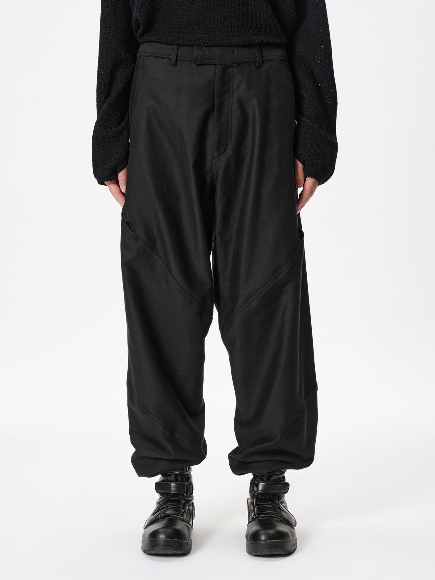 Cotton Silk Blend Helicoid Wide Pants